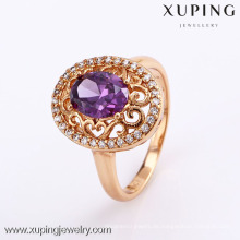 11817 Xuping Fashion 18k Gold überzogener bunter synthetischer CZ-Ringe Luxushochzeitsschmuckring